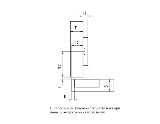 Петля меб.накладная Slide-on ( 52 гр) 126-013