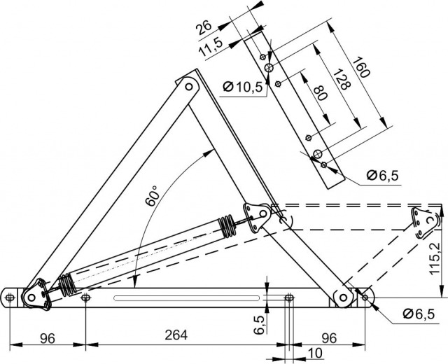Мех.транс. Подъема тахты №236(цинк) без пружины