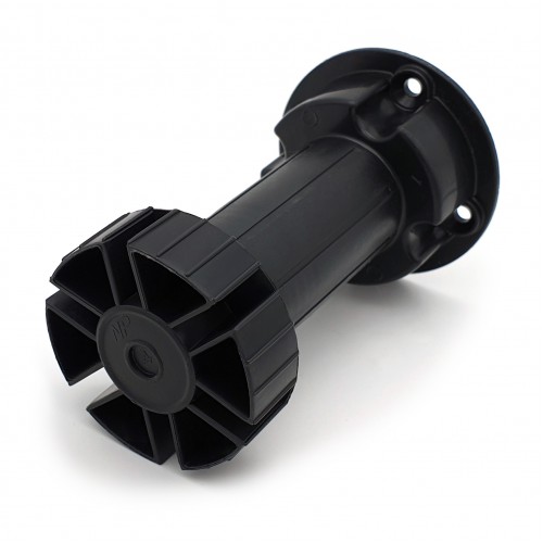 Опора кухонная 100 мм неразборная под саморезы  регулируемая 95-130 мм пластик черная (150) 125-319