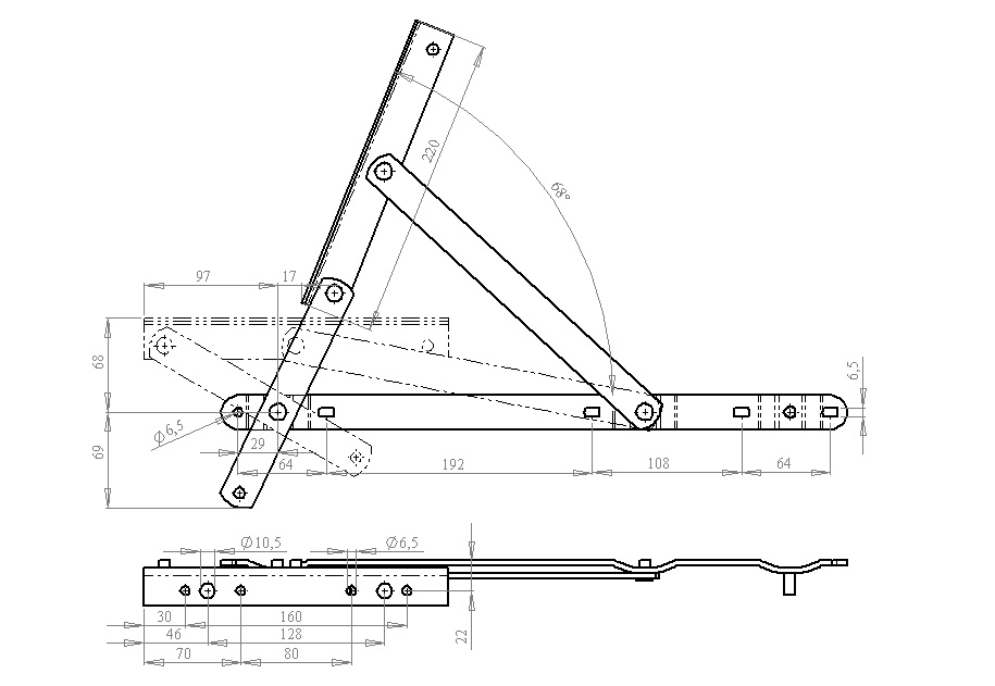 Мех.транс. Подъема тахты №556 (цинк) газ. лифт отдельно