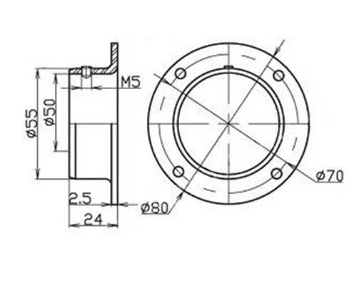 Фланец  для барной  трубы D 50 (хром)