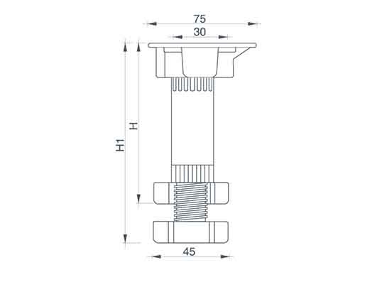 Опора кухонная 100-130 мм. черн.(без ком.)