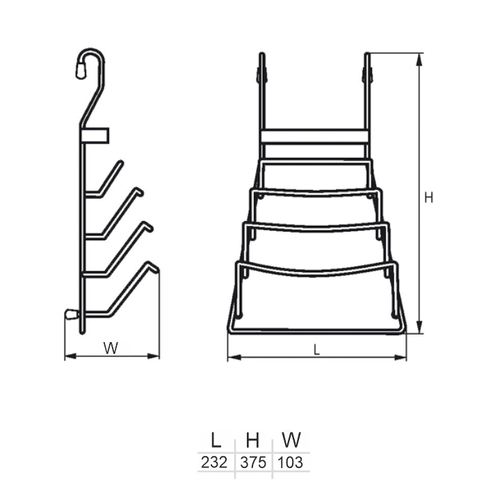 Полка для крышек на рейлинг d-16 мм SOLLER АЕ-661 232*103*375 мм 183-016