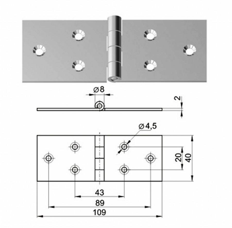 Петля №490 (цинк) (40*109) Окулово