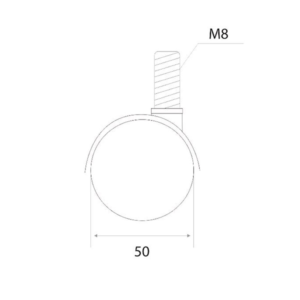 Опора колесная 50"10.02.07 со штифтом 8мм,без стоп