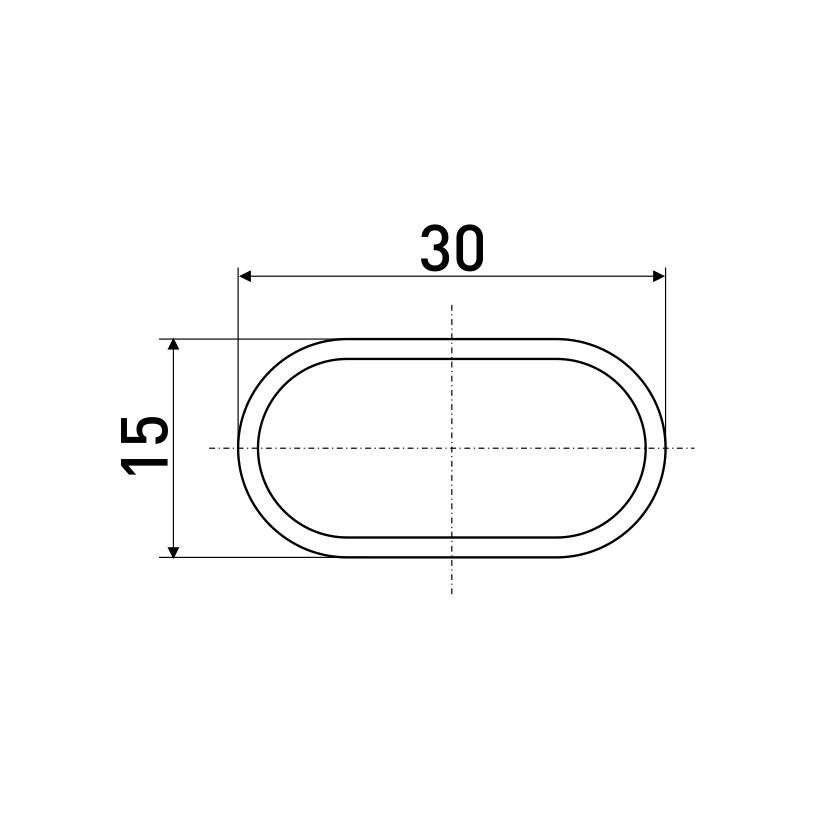 Труба овальная (штанга для шкафа) 15*30 мм SOLLER хром 3м, 0,6 мм 130-010