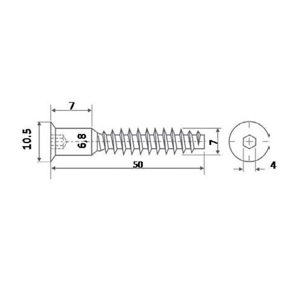Конфирмат шестигранник 7*70