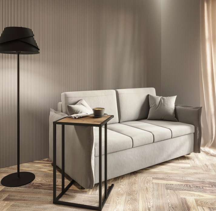 Стол журнальный МИНИ (Черный муар.ЛДСП (Дуб Сонома))