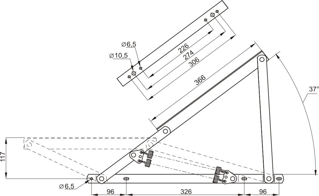 Мех.транс. Подъема тахты №546(цинк)+4Пружины 900Н