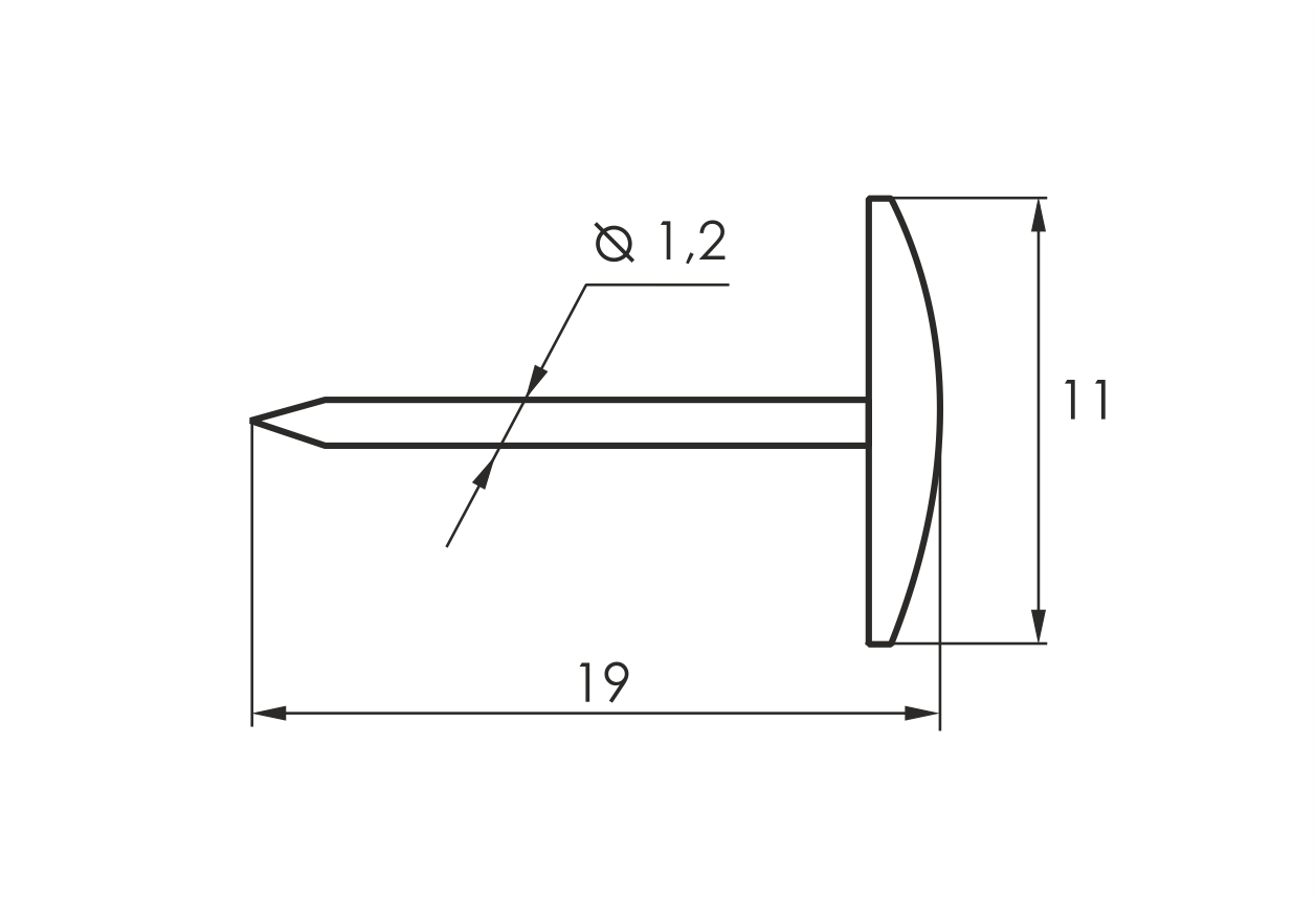 Гвозди декоративные (100 шт) d-12. L-20мм
