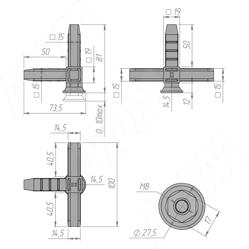 Коннектор 4 с регулируемой опорой