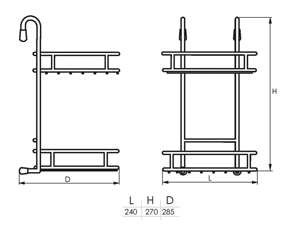 Полка двойная круглая для рейлинга d-16 мм SOLLER KS-2004 240*276*271 мм 183-023