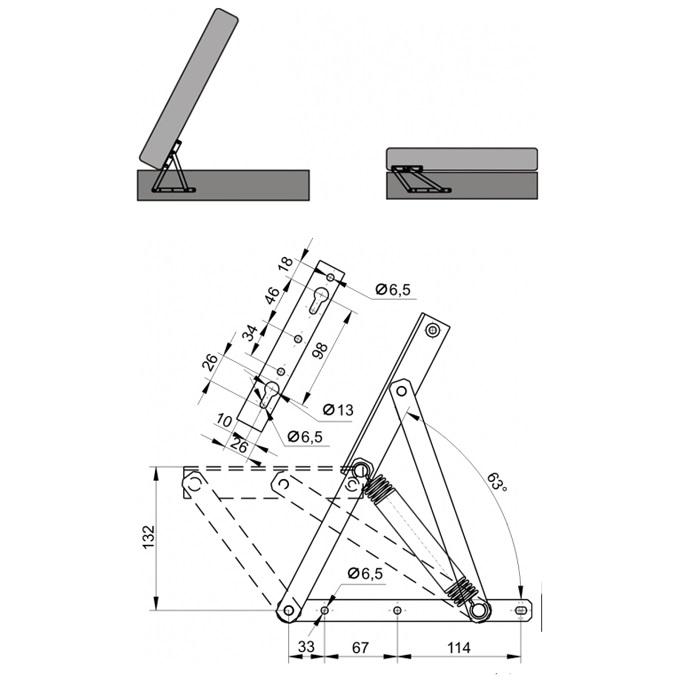Мех.транс. Подъема тахты 276.00.000 с пружинами