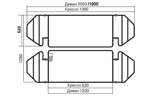 Каркас дивана «Финка-Дебют» с ушами без замка
