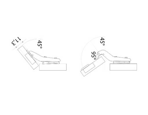 Петля для угловых дверей +45гр. SLIDE-ON   126-030