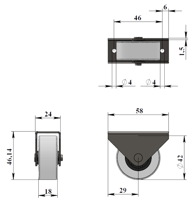 Опора роликовая №462 (колби)