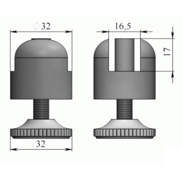 Опора меб.врезная рег.Н=20-35