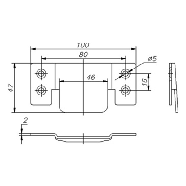 Замок "Краб" 1,5мм 4 отв. (антик-медь)