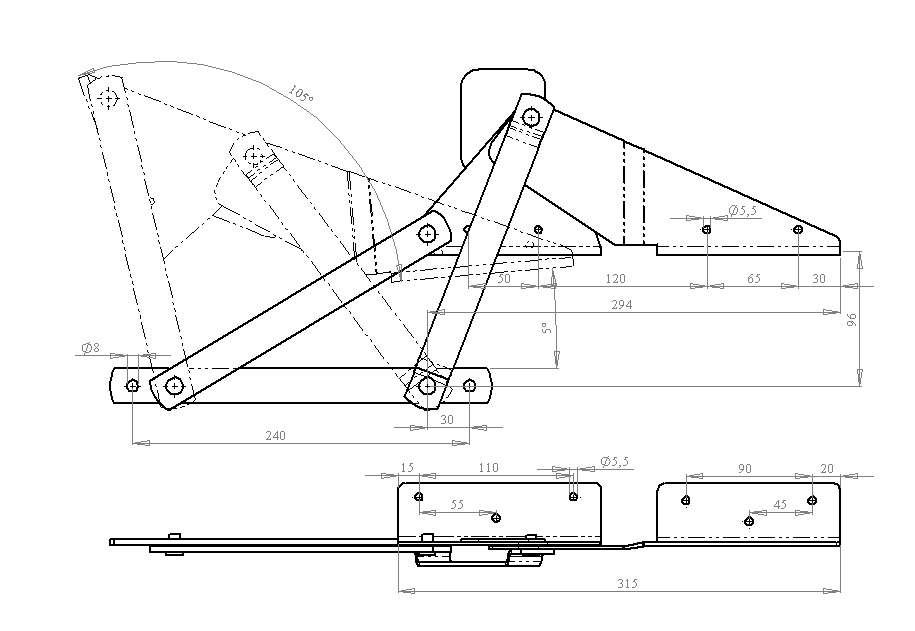 Мех.транс. Замок-книжка С/У угловой №358 (цинк)