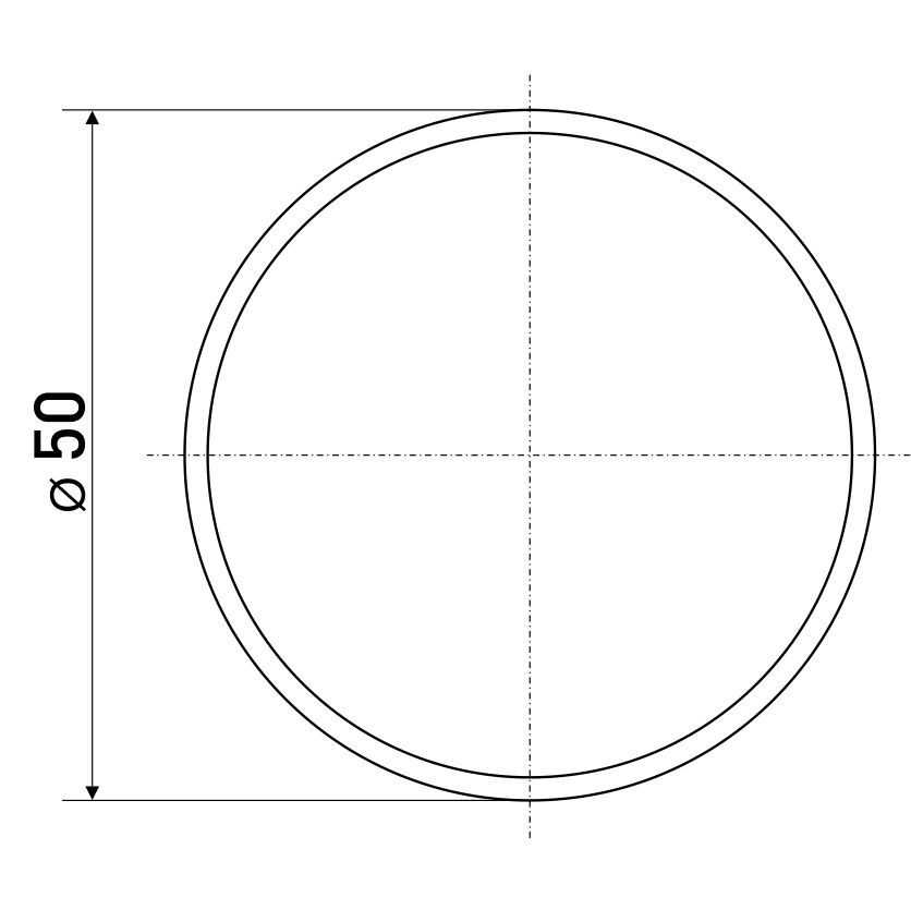 Труба мебельная (для барной стойки) d-50 мм SOLLER хром 3м, 0,8мм