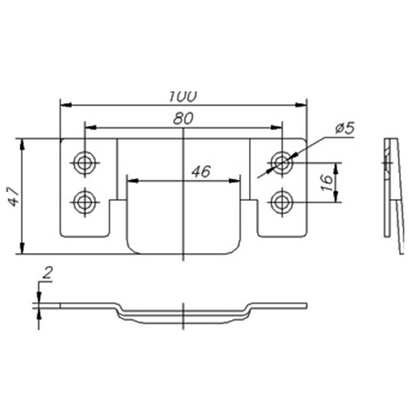 Замок "Краб" 2мм 4 отв. (серебро металик)