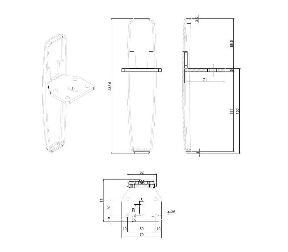 Опора для мебели MetalLine 920 H150-240мм