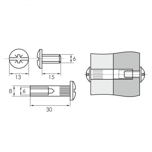 Стяжка межсекционная 8*30  (резьбаМ6)  500/2000 117-009