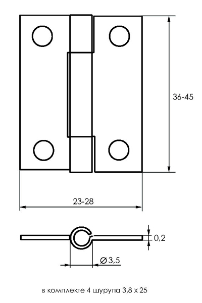 Петля карточная SOLLER 45х31 мм латунь