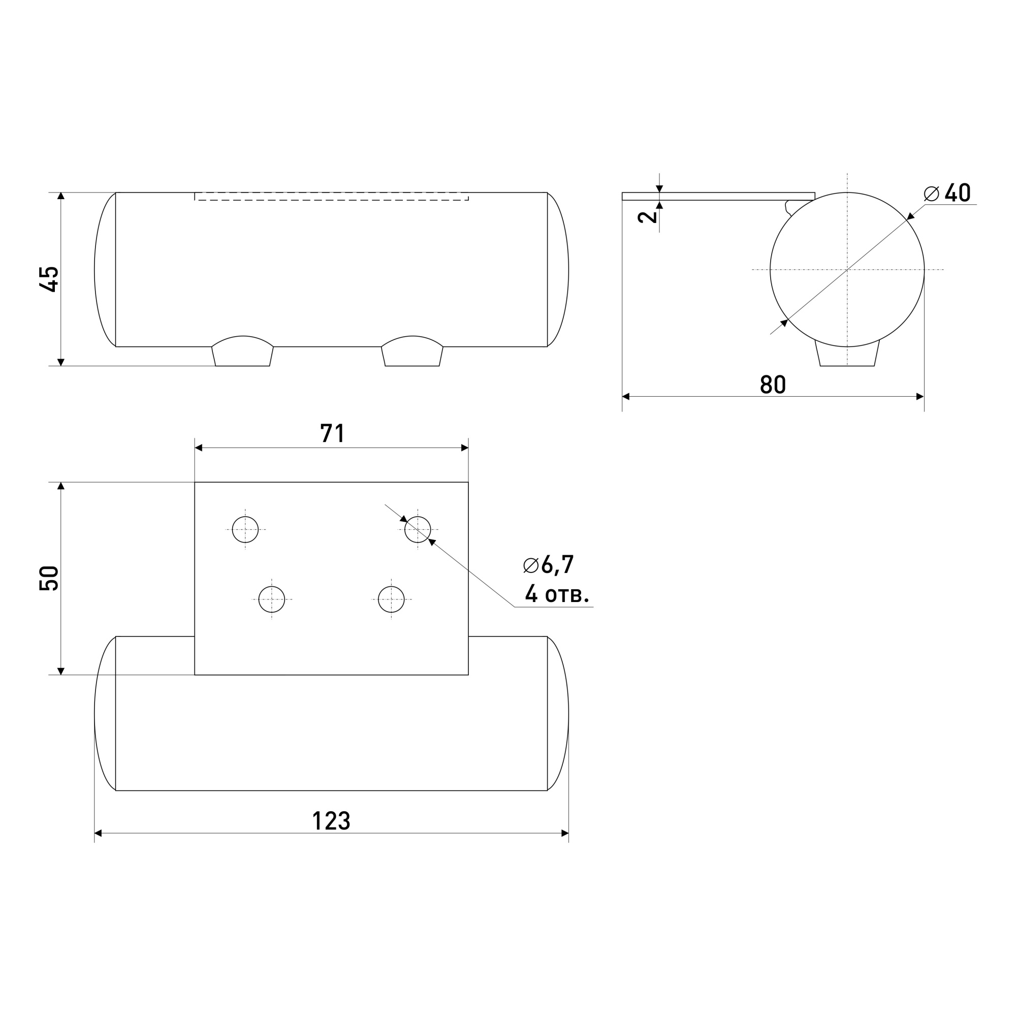 Опора декор. метал.40*43*120мм хром (1/100) 125-260