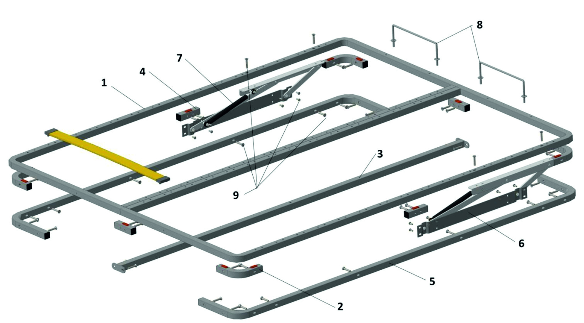 Ортопедическое основание цельносварное с подъемным механизмом. Комплект МР-4Л
